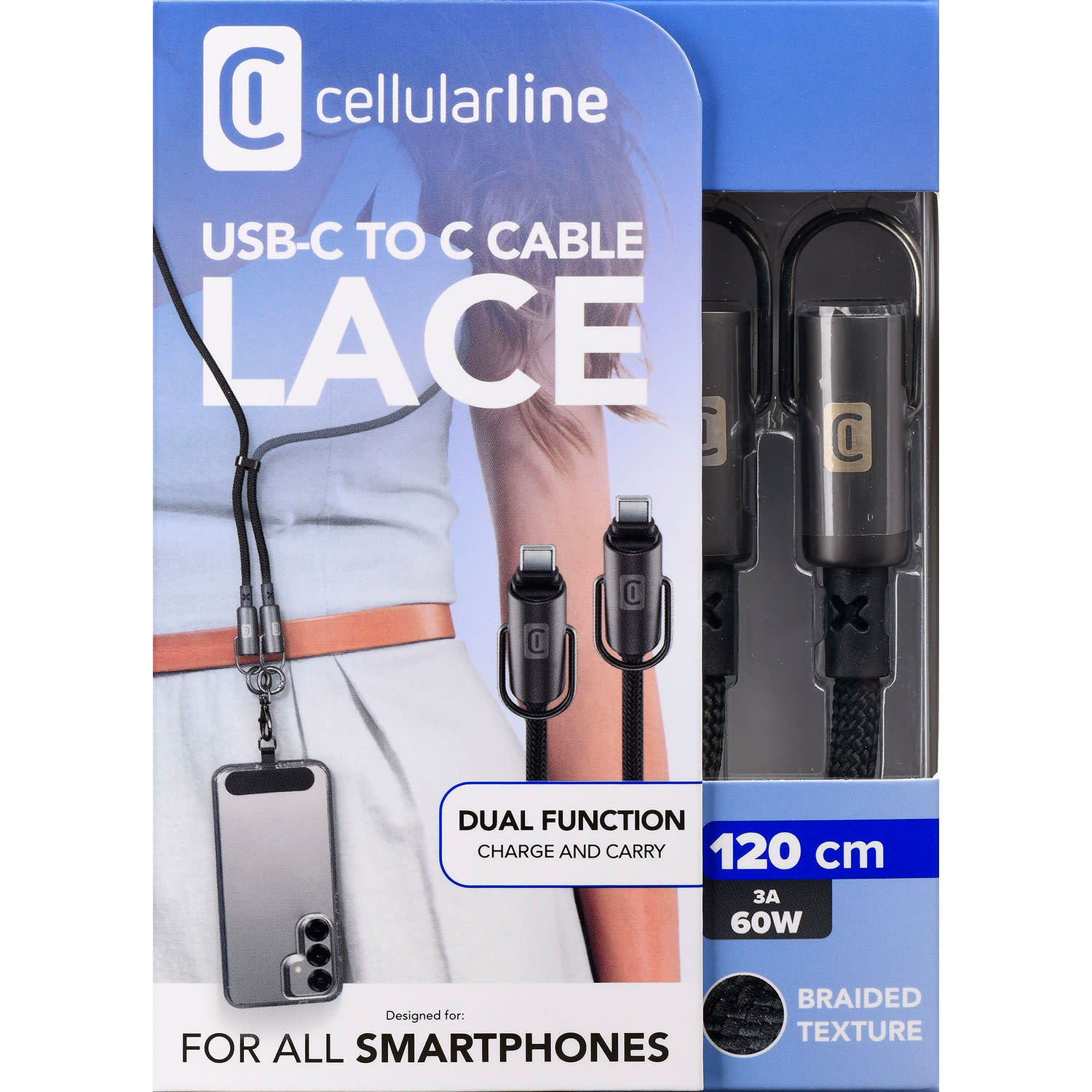 Εικόνα 5 του Cellularline Lace καλώδιο Usb-C σε Usb-C Μαύρο