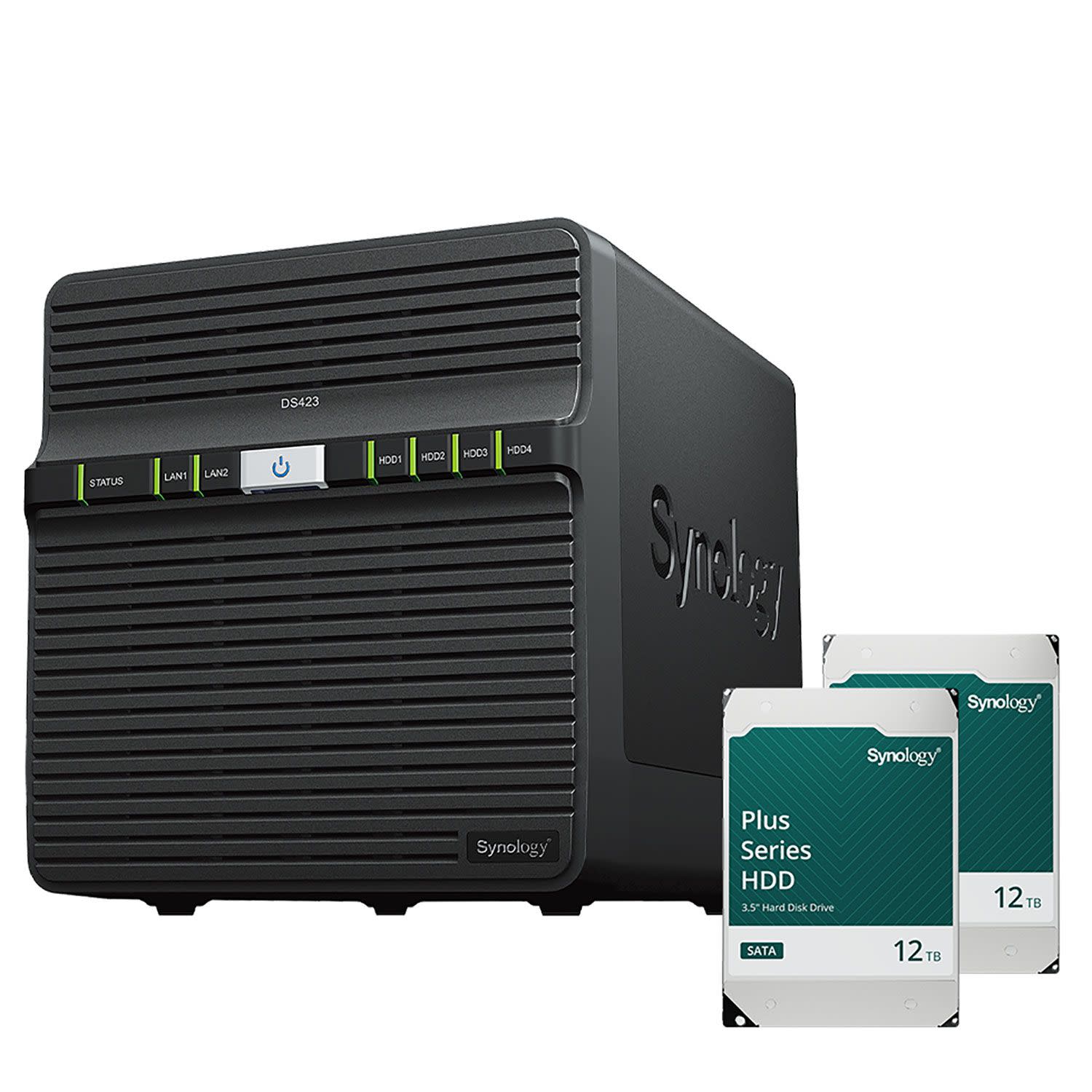 Synology DS423 NAS & 2x 12TB Synology HDD Plus