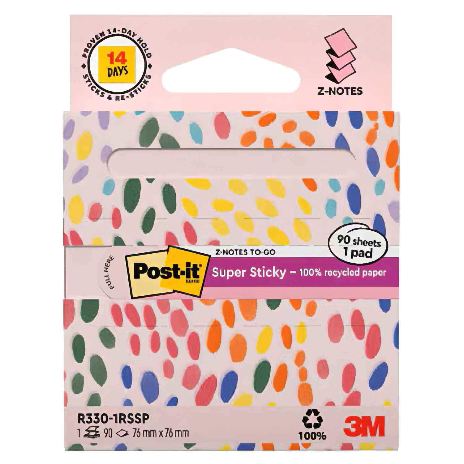 Post-it Αυτοκόλλητα Χαρτάκια Z-Notes R330-1RSSP On the go 76 x 76mm Pastel Pink 90 φύλλα