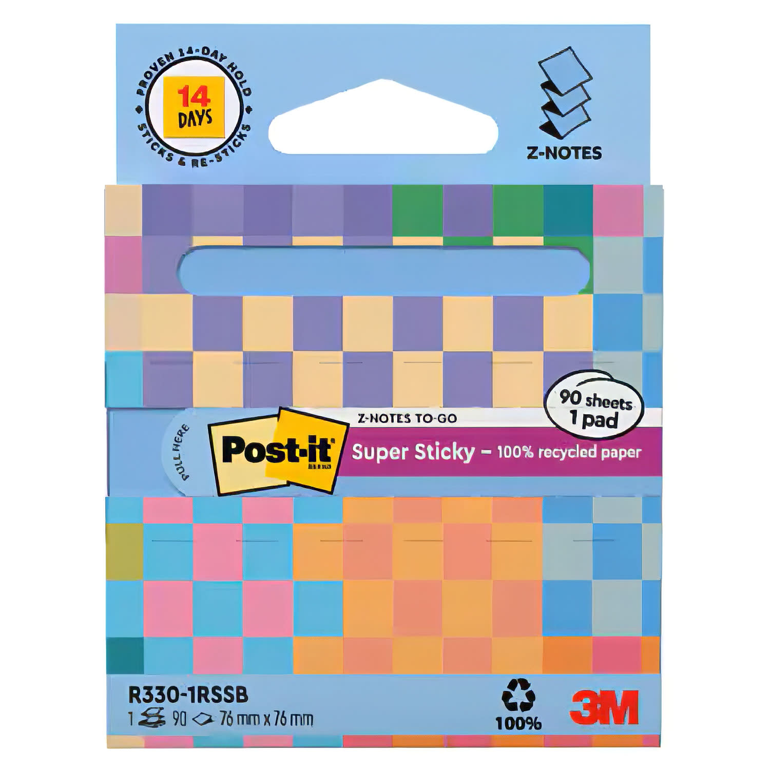 Post-it Αυτοκόλλητα Χαρτάκια Z-Notes R330-1RSSP On the go 76 x 76mm Pastel Blue 90 φύλλα