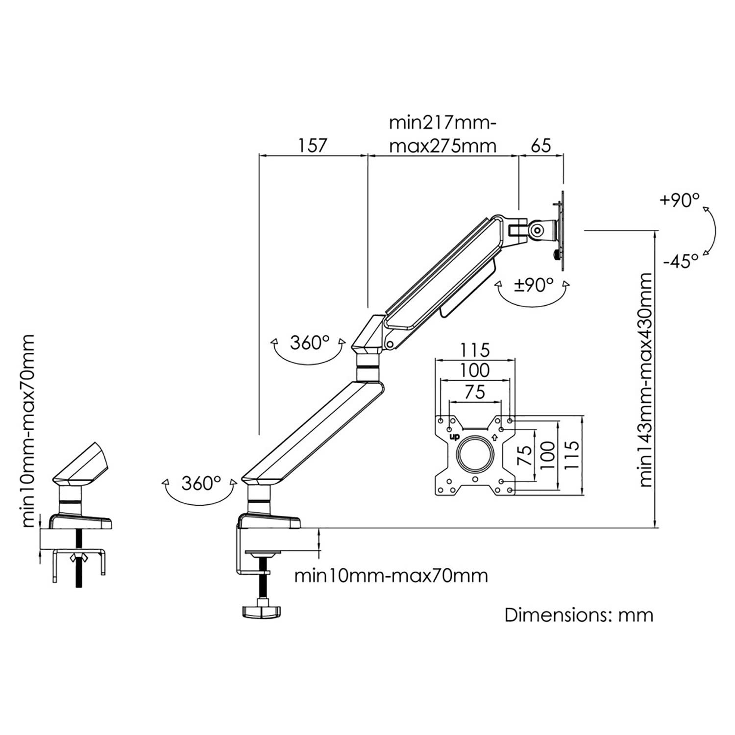 Εικόνα 3 του Anda Seat Βάση Οθόνης A6D Black έως 32"