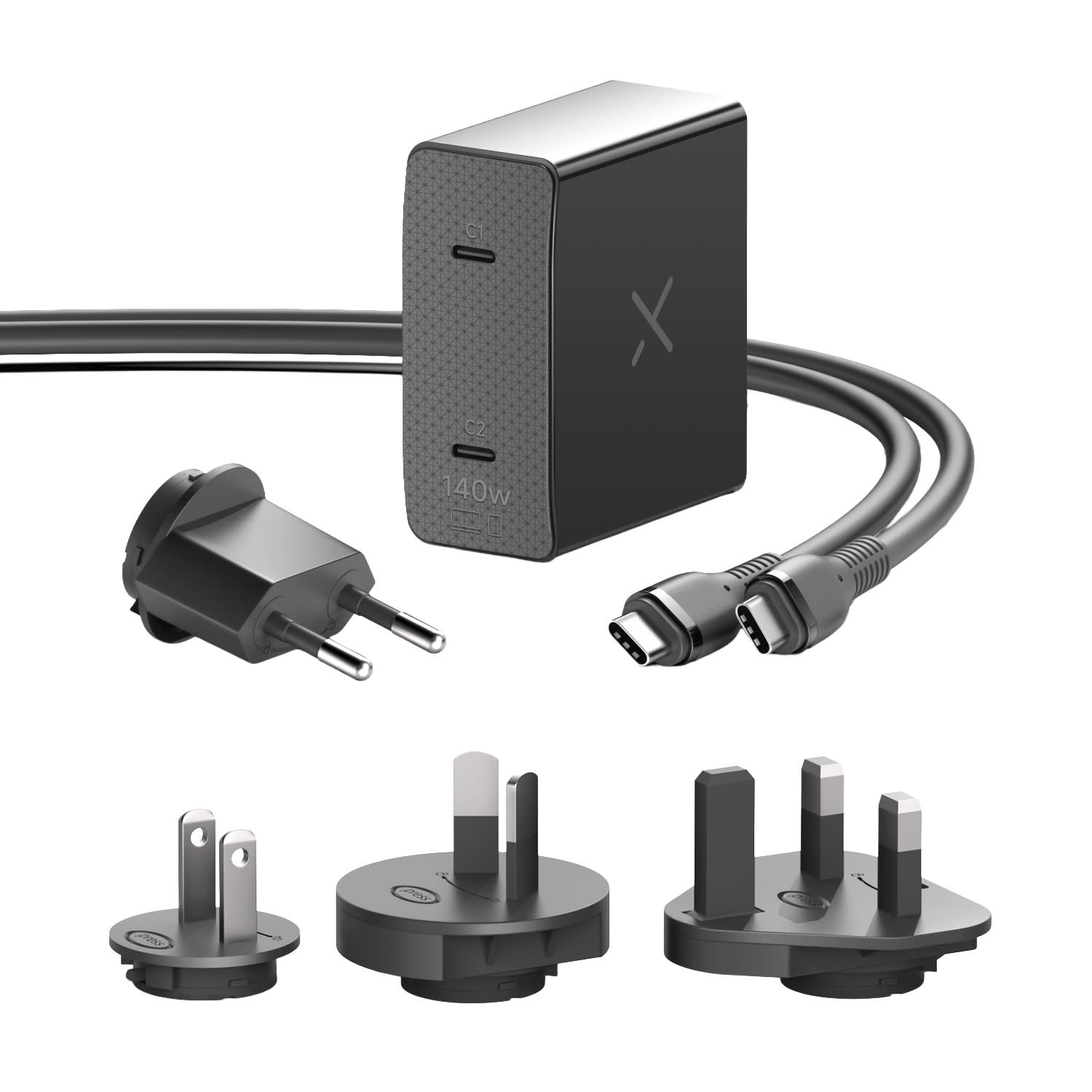 Κάνε κλικ για να δεις την εικόνα 1 του Turbo-X Notebook GaN 140W 2 x USB-C Travel Charger