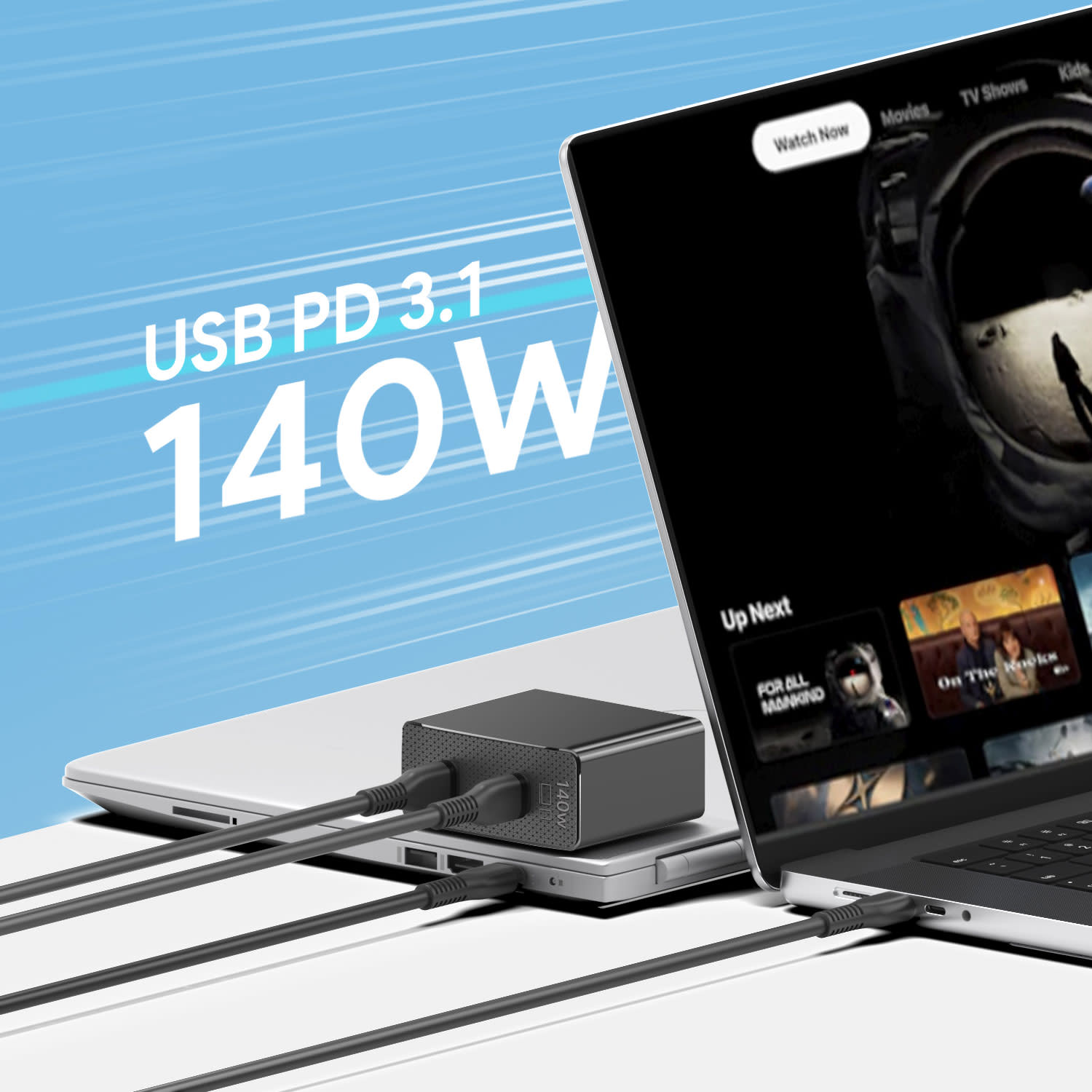 Κάνε κλικ για να δεις την εικόνα 3 του Turbo-X Notebook GaN 140W 2 x USB-C Travel Charger