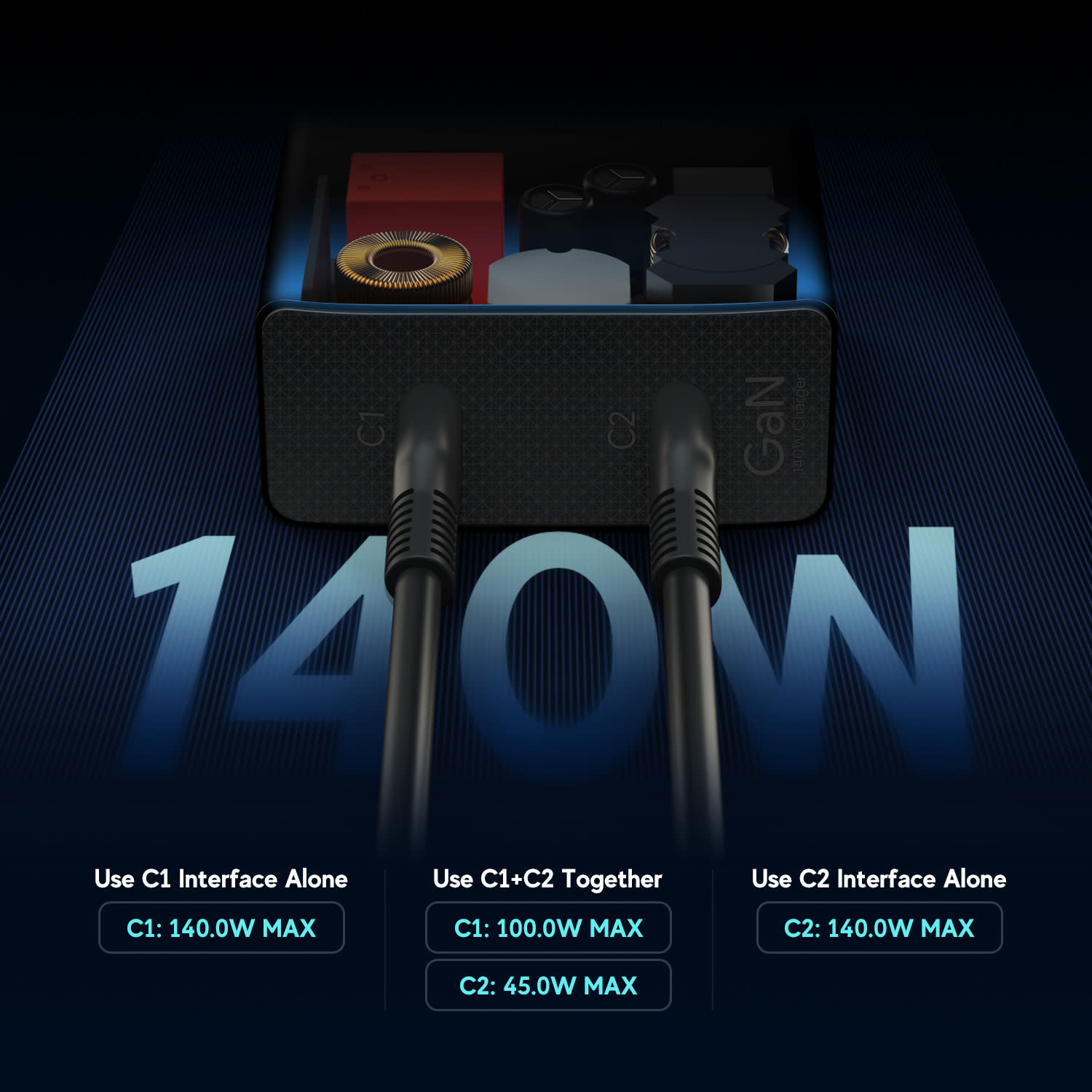 Κάνε κλικ για να δεις την εικόνα 7 του Turbo-X Notebook GaN 140W 2 x USB-C Travel Charger