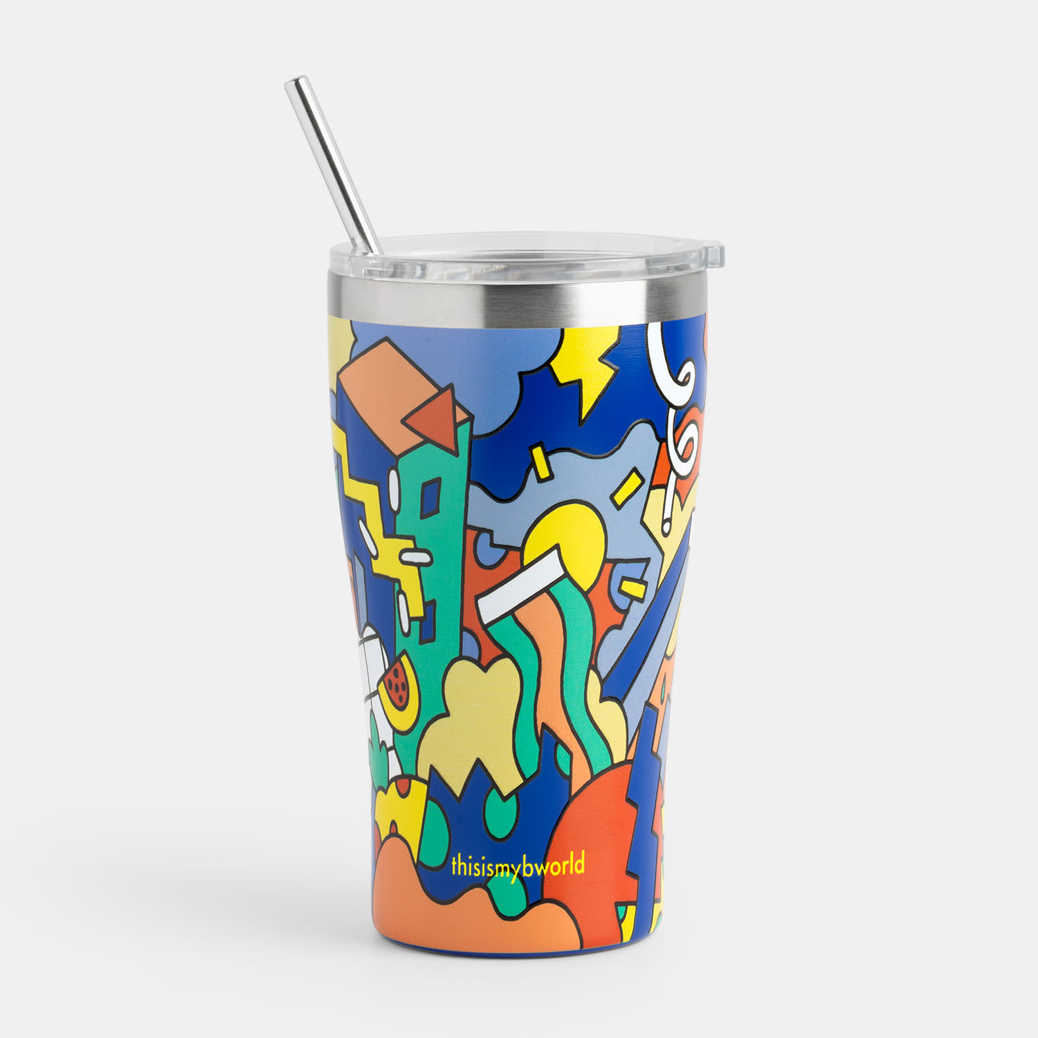 Sentio Κούπα Ταξιδίου με Καλαμάκι thisismybworld 500ml Μπλε