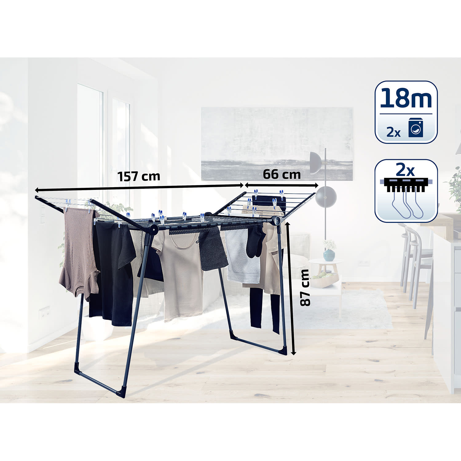 Κάνε κλικ για να δεις την εικόνα 4 του Leifheit Πτυσσόμενη Απλώστρα Ρούχων Pegasus 180