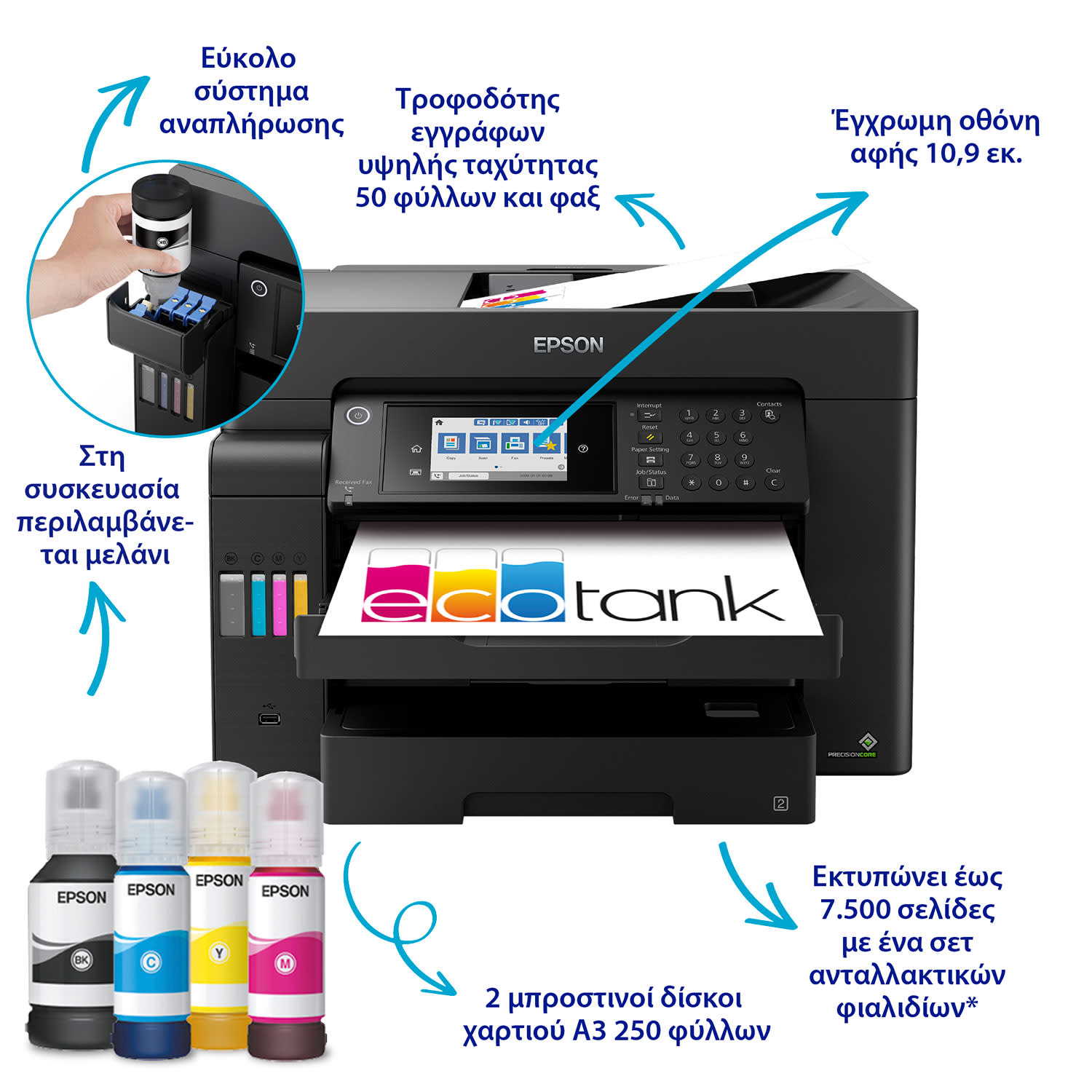 Κάνε κλικ για να δεις την εικόνα 2 του Epson EcoTank L15150 A3 Πολυμηχάνημα Inkjet