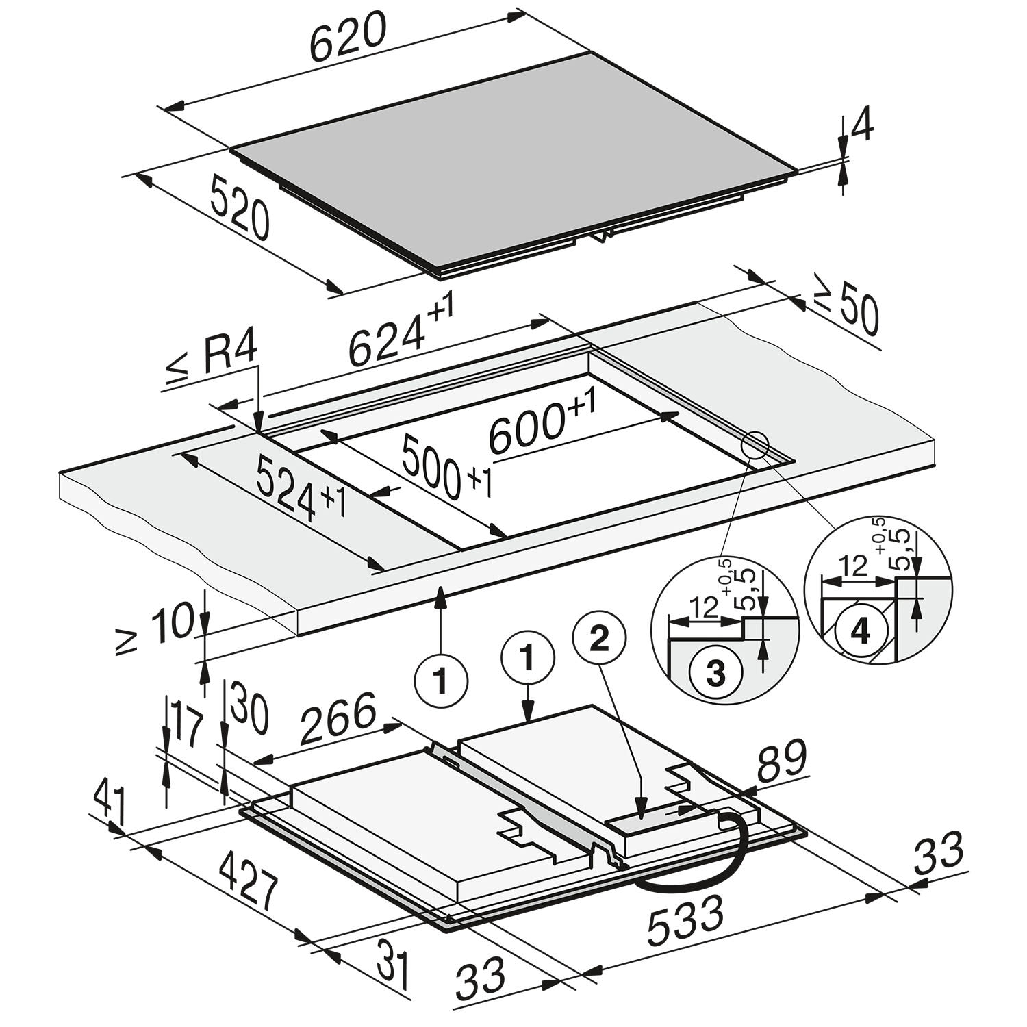 Εικόνα 5 του Miele Εστίες Επαγωγικές KM8665 FL- FullSurface - Msense 60cm