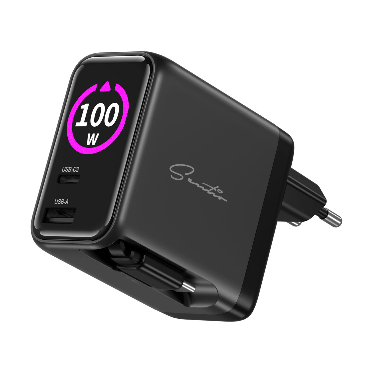 Sentio Φορτιστής GaN 3 Θέσεων 100W Μαύρο Με Καλώδιο