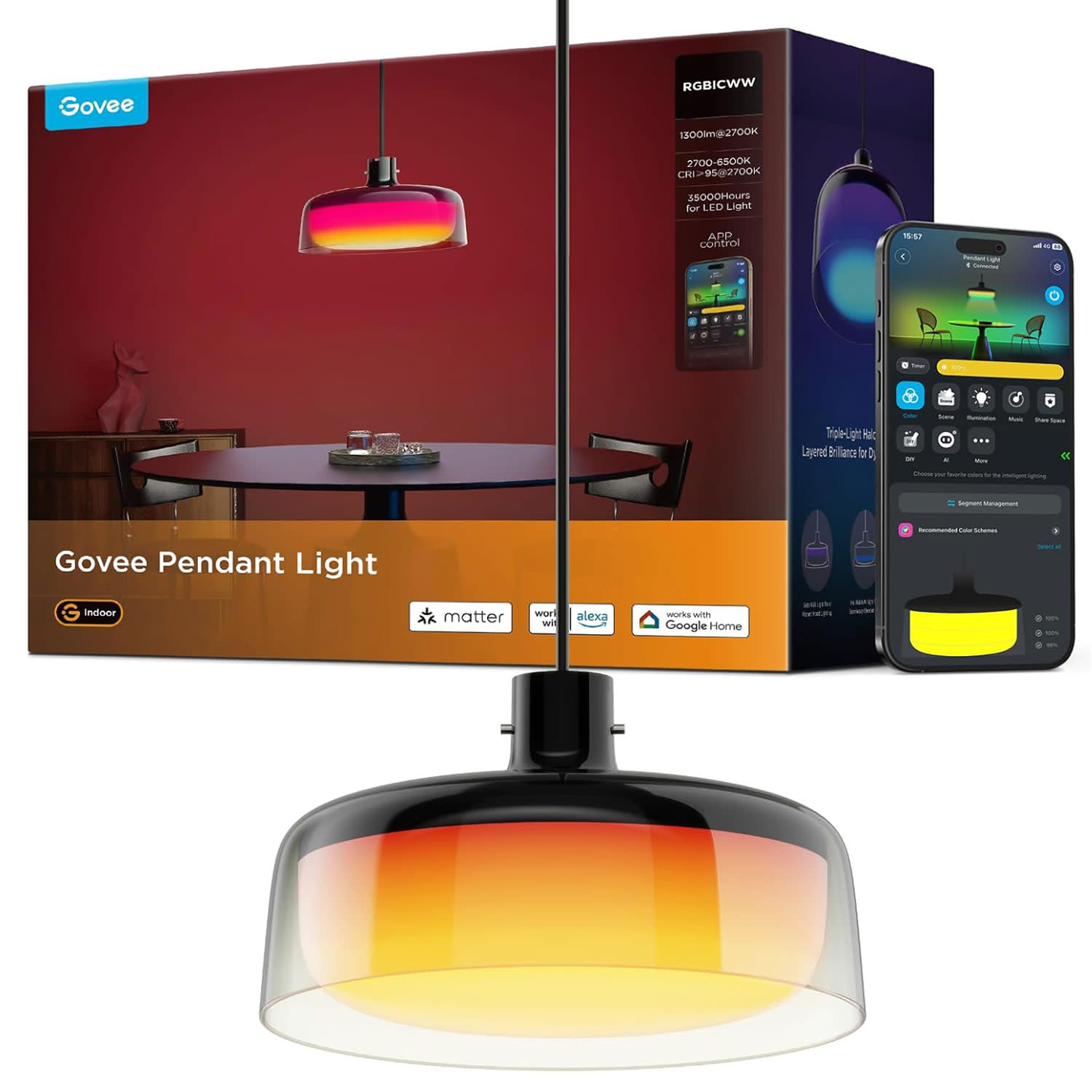 Εικόνα 1 του Govee LED Smart Pendant Ceiling Light