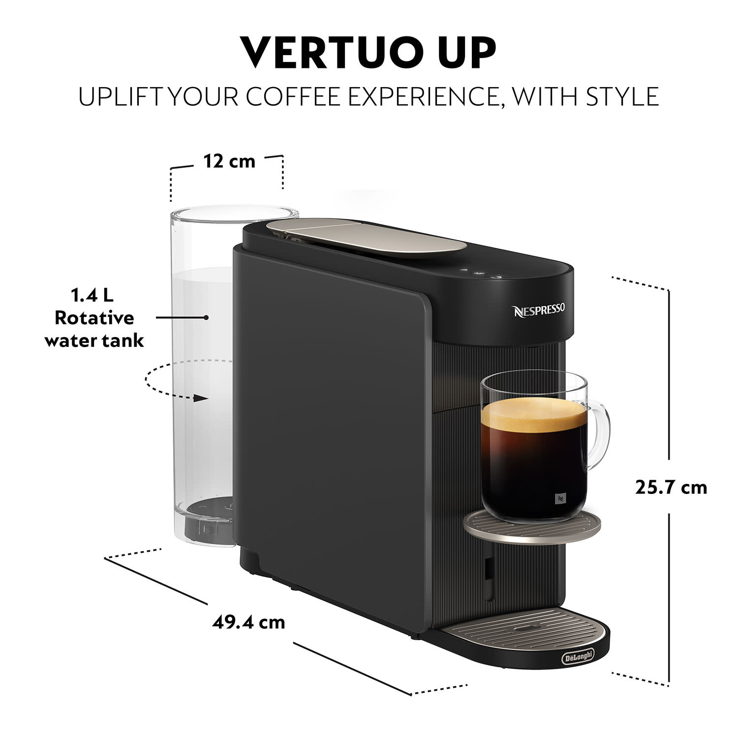 Κάνε κλικ για να δεις την εικόνα 7 του Delonghi Καφετιέρα Espresso Με κάψουλα ENV200.GYAE Vertuo Up Anthracite & Aeroccino