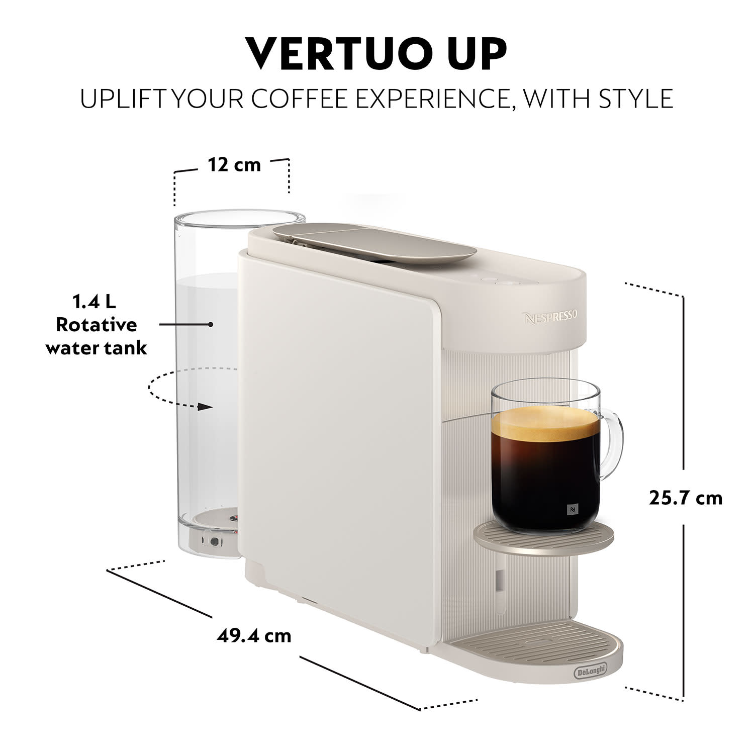Κάνε κλικ για να δεις την εικόνα 8 του Delonghi Καφετιέρα Espresso Με κάψουλα ENV200.WAE Vertuo Up Pearl White & Aeroccino