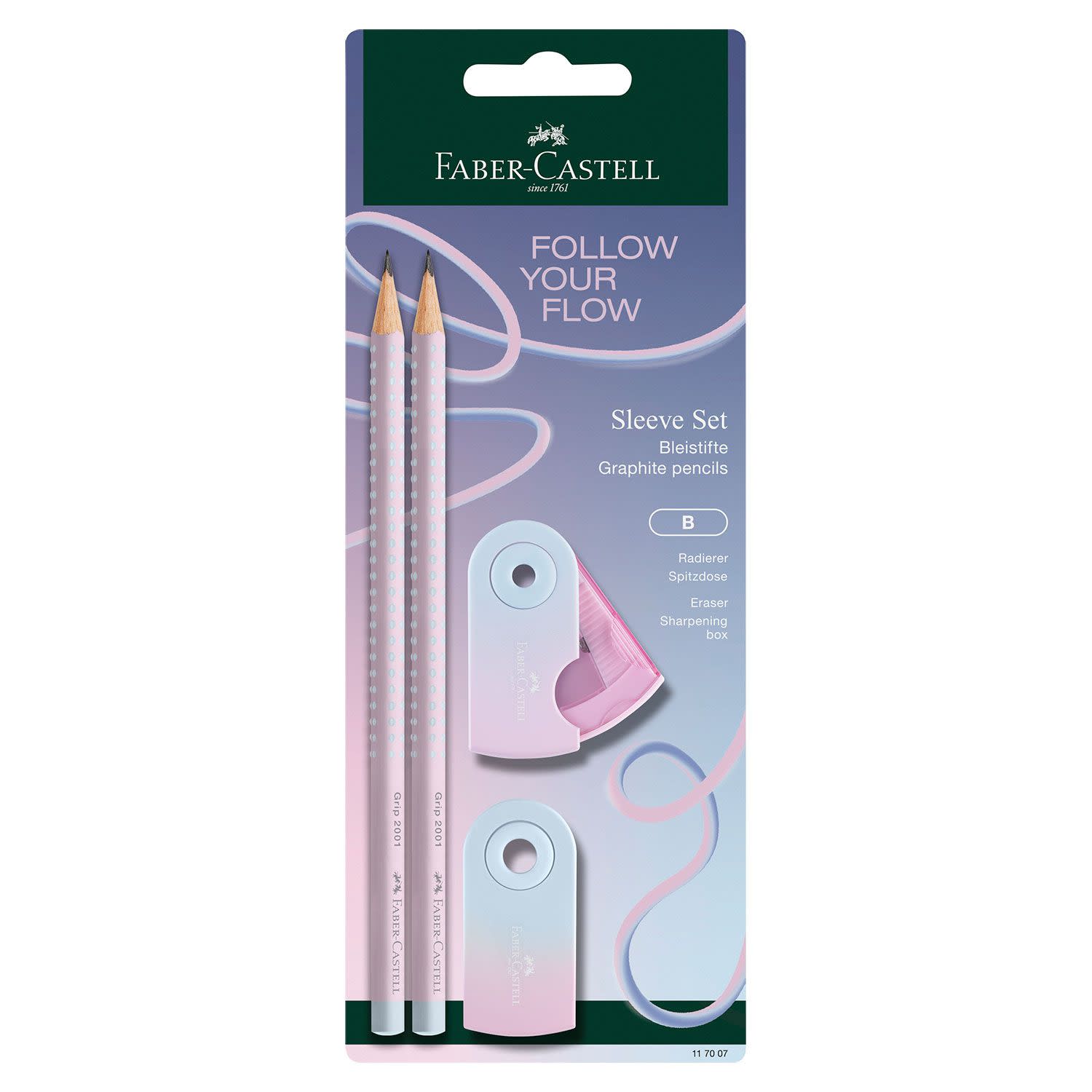 Faber Castell Μολύβια Grip Flow Edition Blushing Sky 2τεμ & Γόμα mini & Ξύστα mini