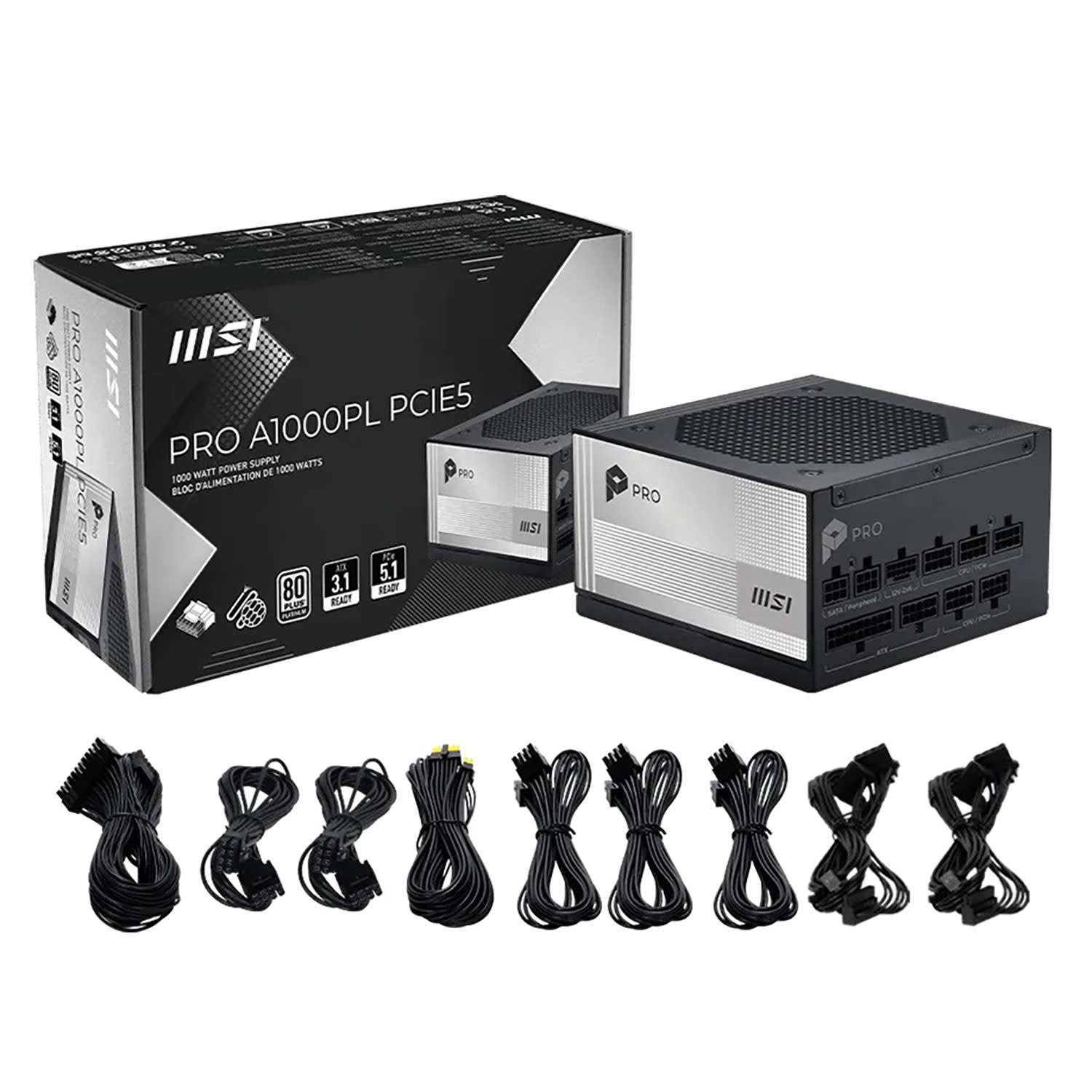 Κάνε κλικ για να δεις την εικόνα 1 του PSU MSI PRO A1000PL PCIE5 80+ Platinum