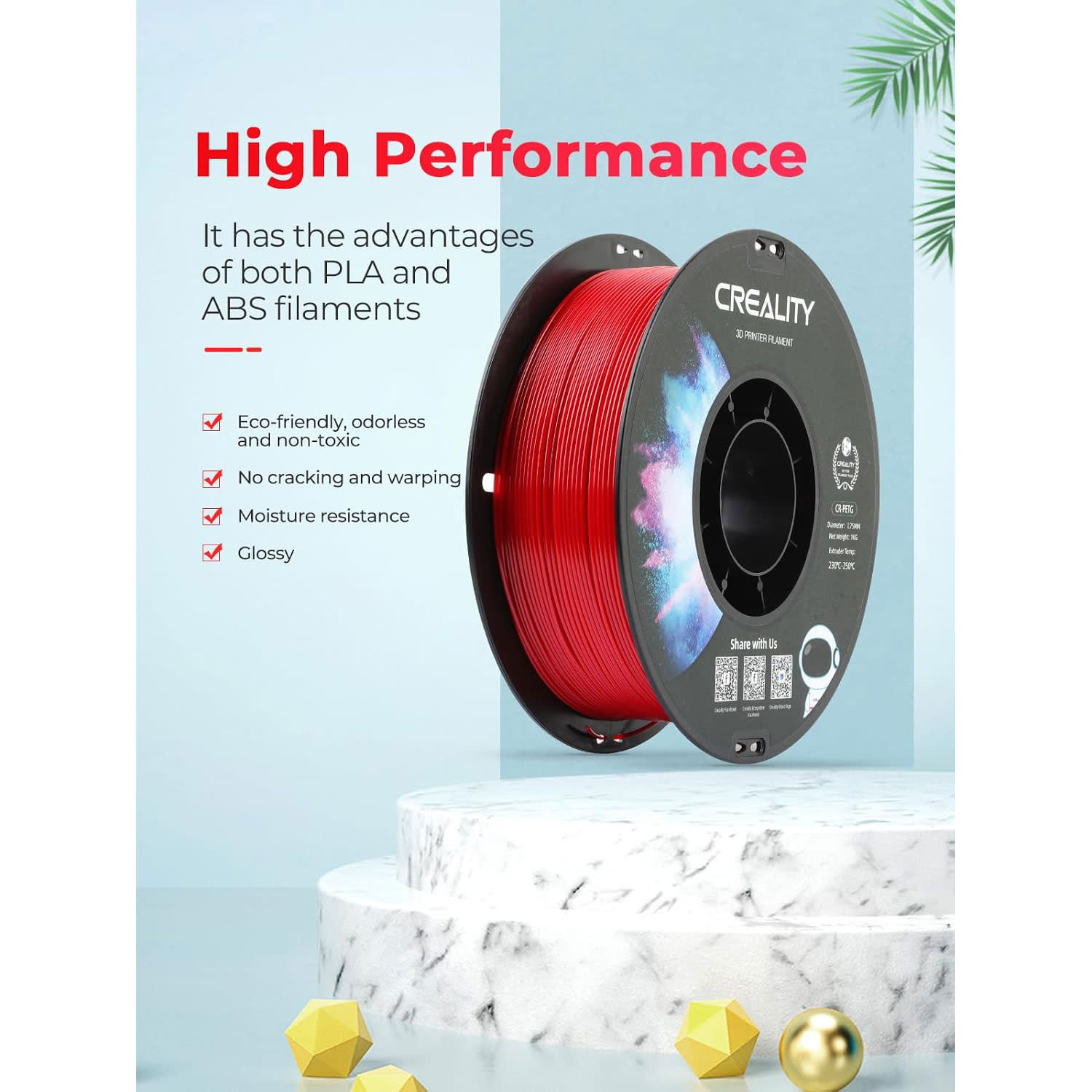 Κάνε κλικ για να δεις την εικόνα 3 του Creality 3D Filament CR-PETG 1,75mm Κόκκινο