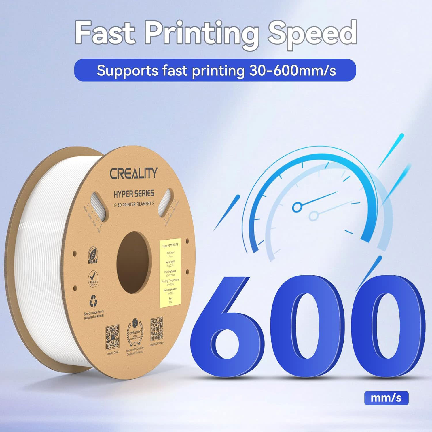 Κάνε κλικ για να δεις την εικόνα 5 του Creality HYPER PETG 3D Filament Λευκο 1,75 mm