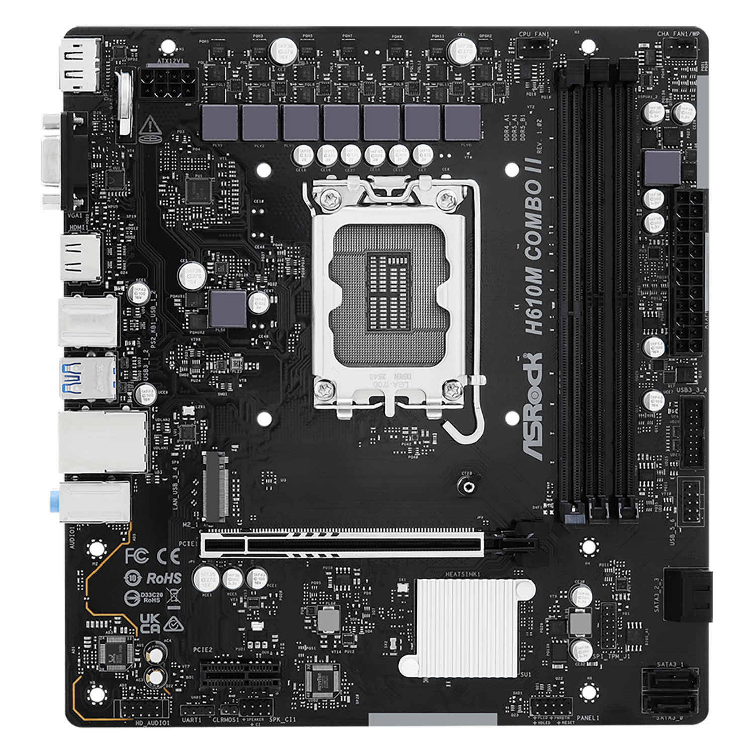 Κάνε κλικ για να δεις την εικόνα 2 του Asrock Motherboard H610M COMBO II (H610/1700/DDR5)