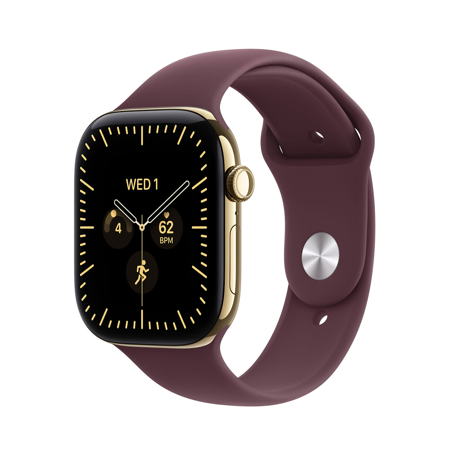 Apple Watch Series 12 Cell 42mm Radiant Gold Titanium with Burgundy Sport Band S/M