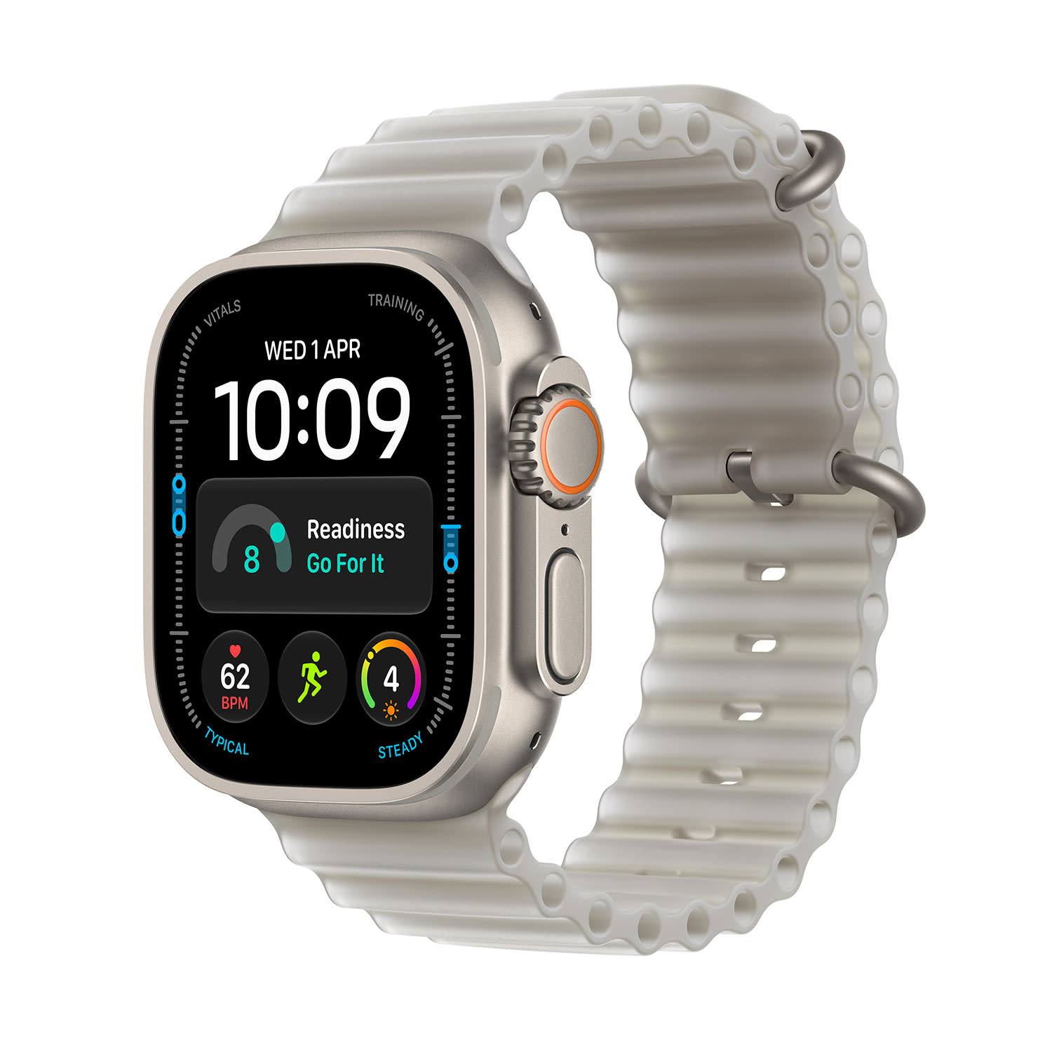 Apple Ultra 4 49 Natural Titanium with Translucent Grey Ocean Band