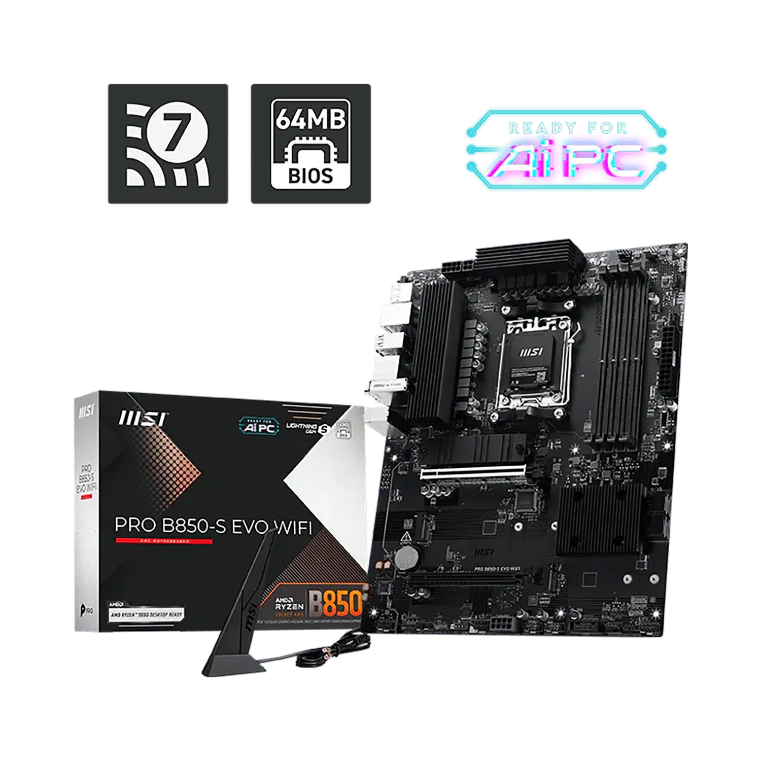 Κάνε κλικ για να δεις την εικόνα 1 του MSI Motherboard PRO B850-S EVO WIFI (B850/AM5/DDR5)