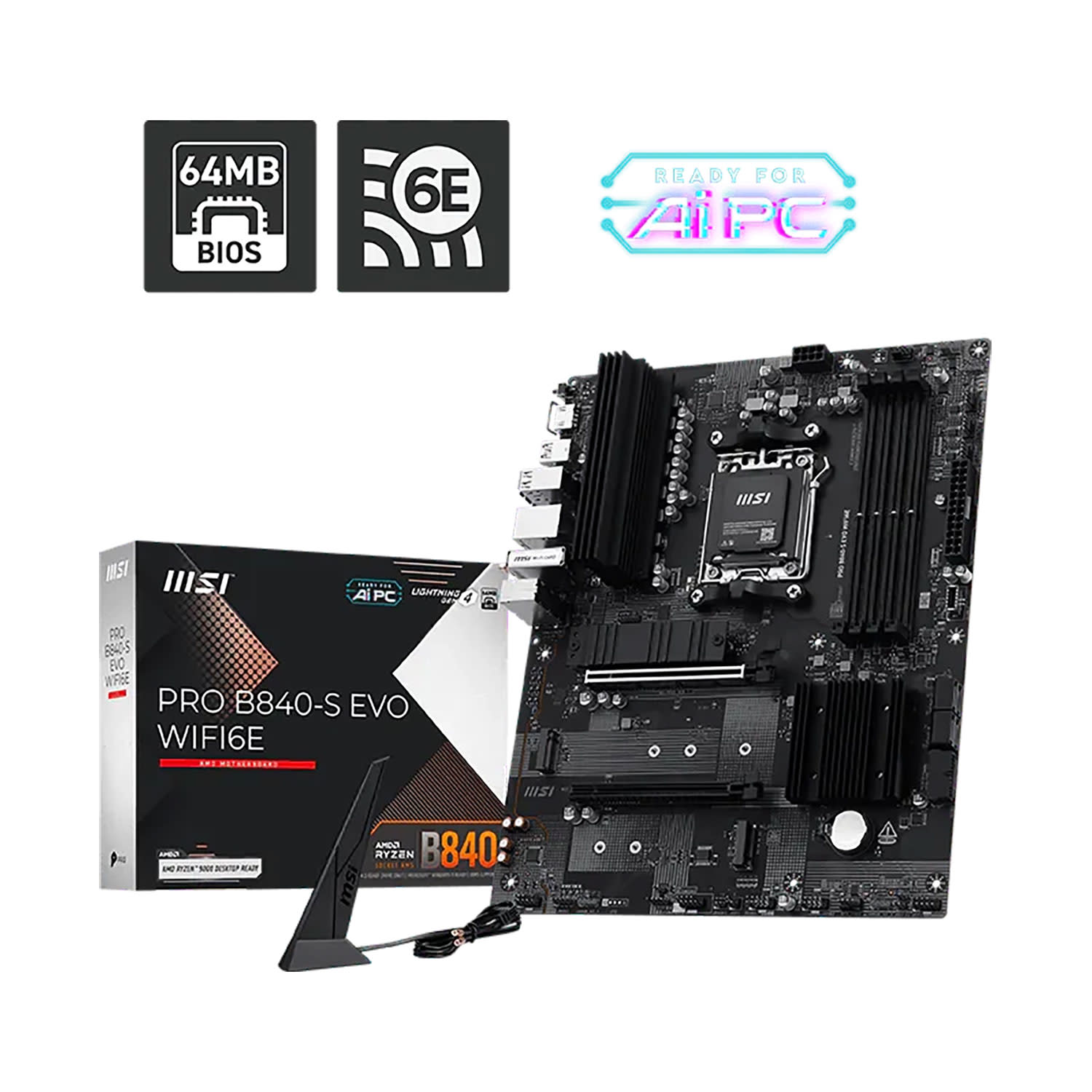 Κάνε κλικ για να δεις την εικόνα 1 του MSI Motherboard PRO B840-S EVO WIFI6E(B840/AM5/DDR5)