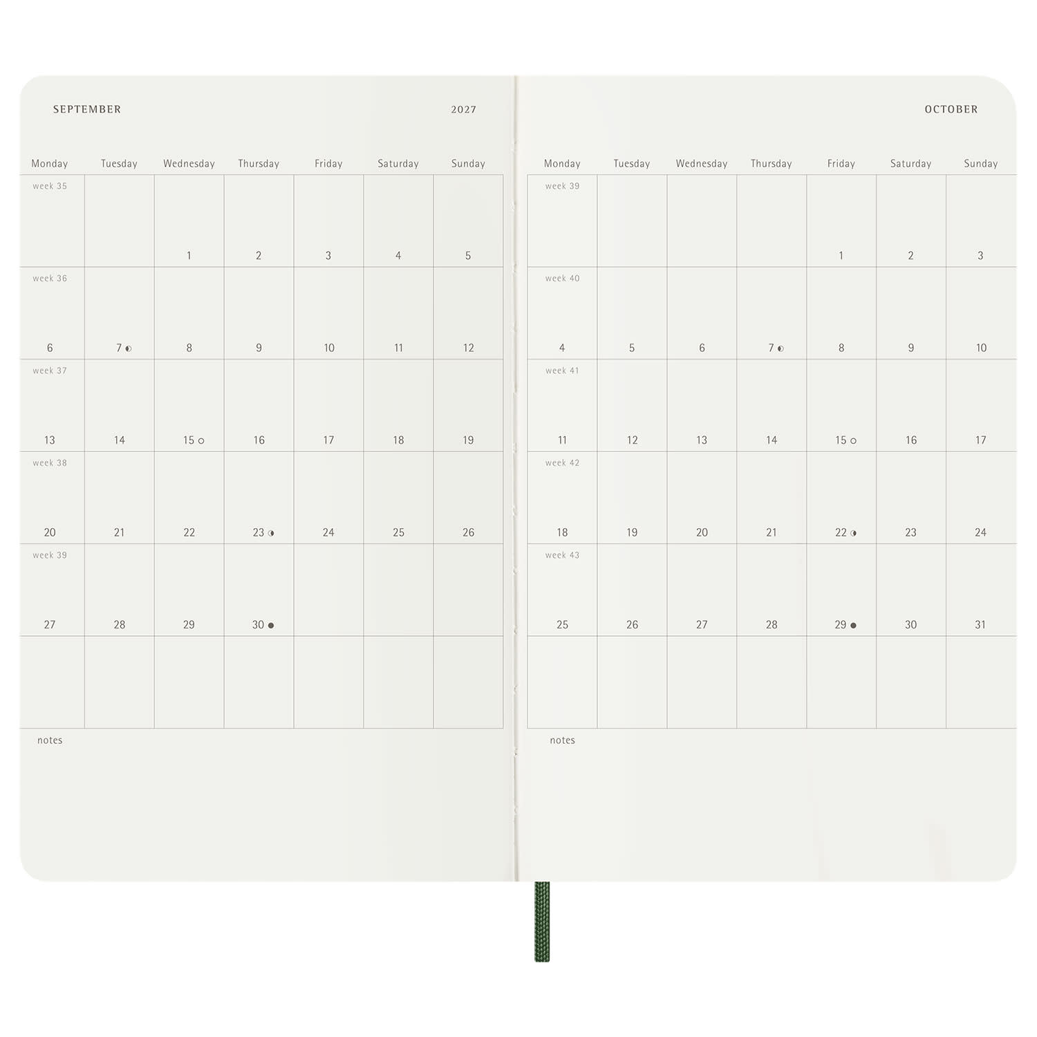 Εικόνα 3 του Moleskine 2027 Ημερολόγιο Εβδομαδιαίο L Myrtle Green Σκληρό Εξώφυλλο