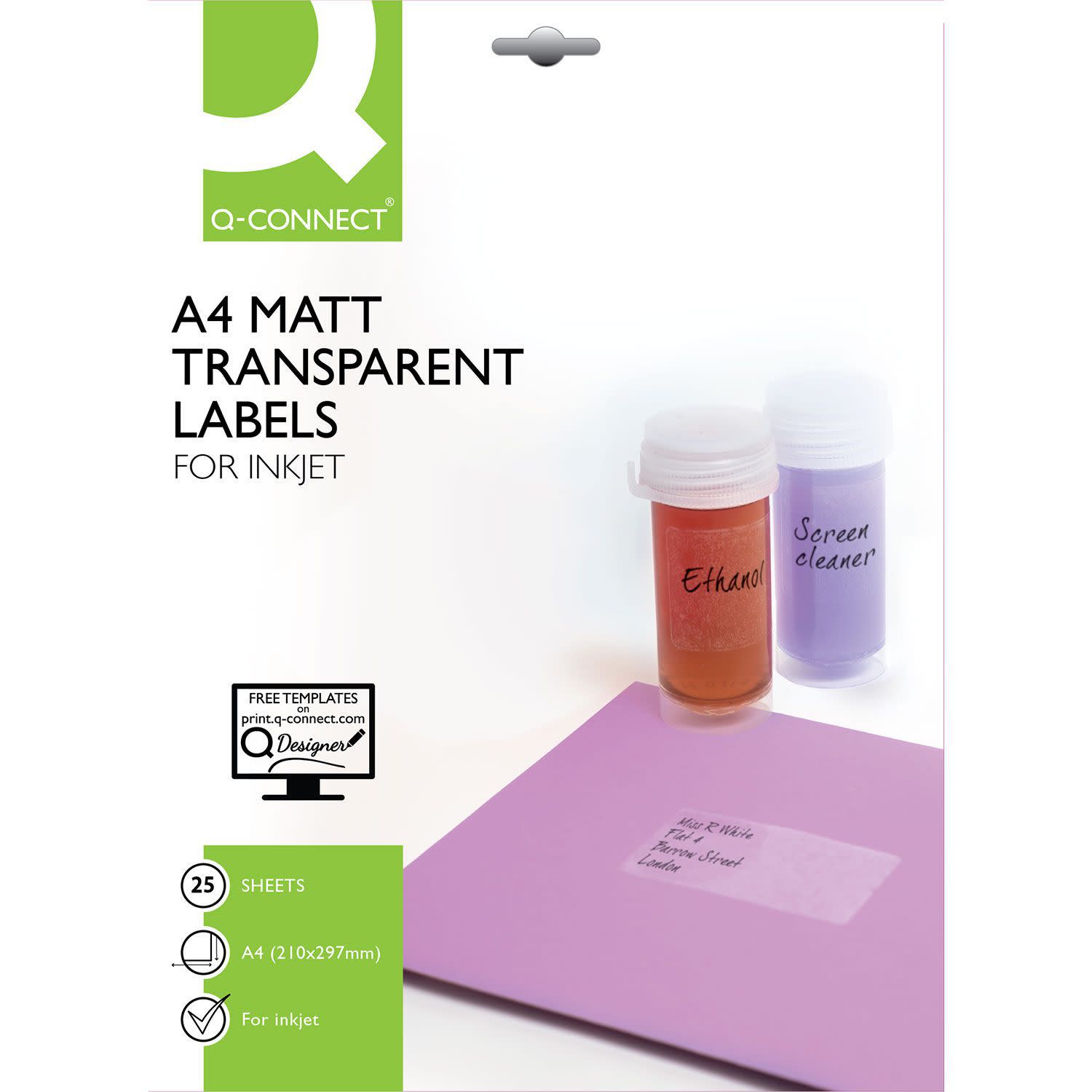 Q-Connect Ετικέτες Διαφανείς Α4 KF00228 ( 210 x 297 mm )