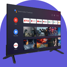 Smart τηλεόραση με οθόνη που δείχνει το μενού του Android TV