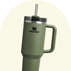 Πράσινο ανοξείδωτο θερμός Stanley με χερούλι και μεταλλικό καλαμάκι
