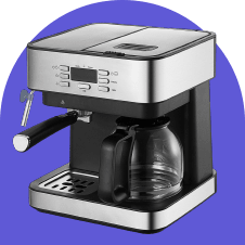 Καφετιέρα espresso και φίλτρου, με δοχείο νερού και γυάλινη κανάτα