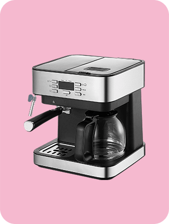 Ασημί και μαύρη καφετιέρα espresso και φίλτρου