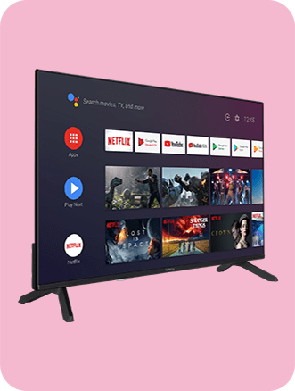 Smart τηλεόραση με οθόνη που δείχνει το μενού του Android TV