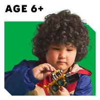 a person playing with a toy lego and age indicator