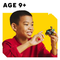 a person playing with a toy lego and age indicator