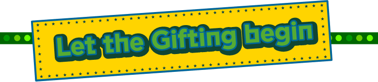 Let the Gifting begin λογότυπο σε κίτρινο πλαίσιο