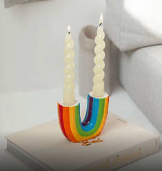Χρωματιστό κεραμικό κηροπήγιο σε σχήμα ουράνιου τόξου