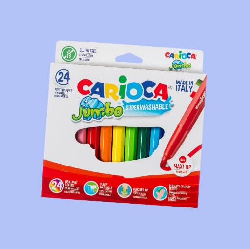 Πακέτο με 24 μαρκαδόρους Carioca Jumbo Super Washable με χοντρή μύτη