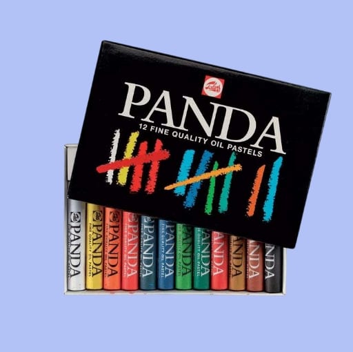 Κουτί με 12 παστέλ λαδιού Panda Fine Quality Oil Pastels σε διάφορα χρώματα ιδανικά για παιδιά