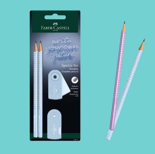 Σετ μολυβιών Faber-Castell Sparkle και γόμα-ξύστρα, ιδανικό για ζωγραφική και σχολείο