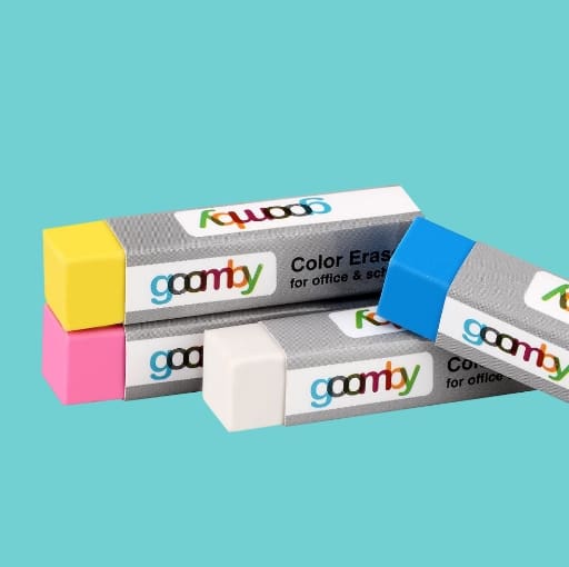 Γόμες Goomby Color Eraser σε διάφορα χρώματα, ιδανικά για γραφείο και σχολείο