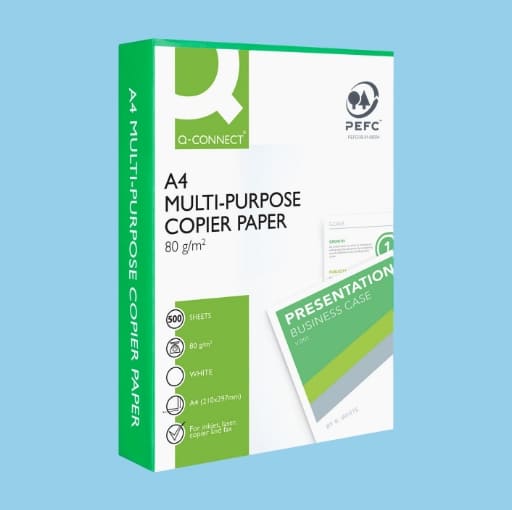A4 Q-Connect Multi-Purpose Copier Paper 80g/m², 500 φύλλων, κατάλληλο για εκτυπωτές inkjet και laser