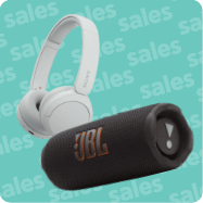 Λευκά ακουστικά και ηχείο JBL