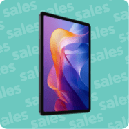 Tablet σε γαλάζιο φόντο με ένδειξη sales