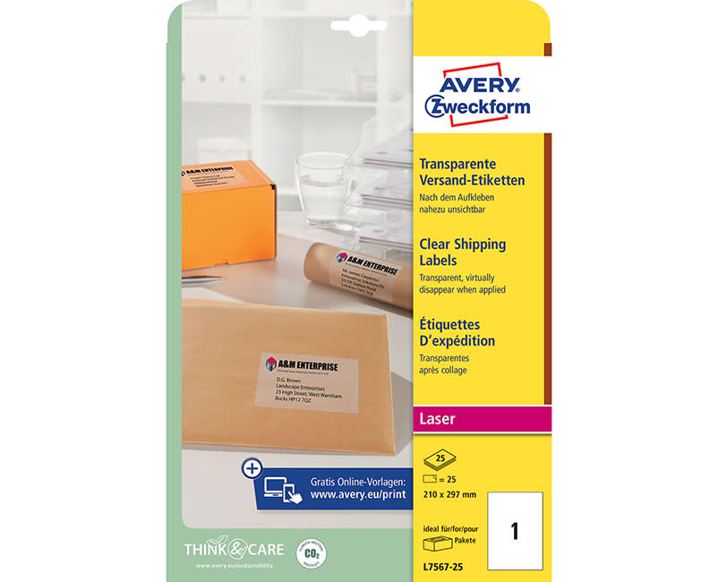 Ετικέτες Διαφανείς Α4 L7567-25 ( 210 x 297 mm )