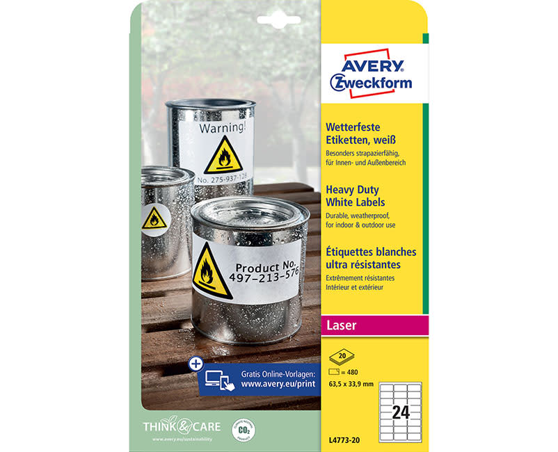 Avery Zweckform Ετικέτες Heavy Duty Α4 L4773-20 ( 63.5 x 33.9 mm )