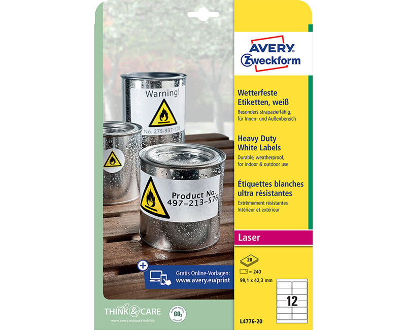 Avery Zweckform Ετικέτες Heavy Duty Α4 L4776-20 ( 99.1 x 42.3 mm