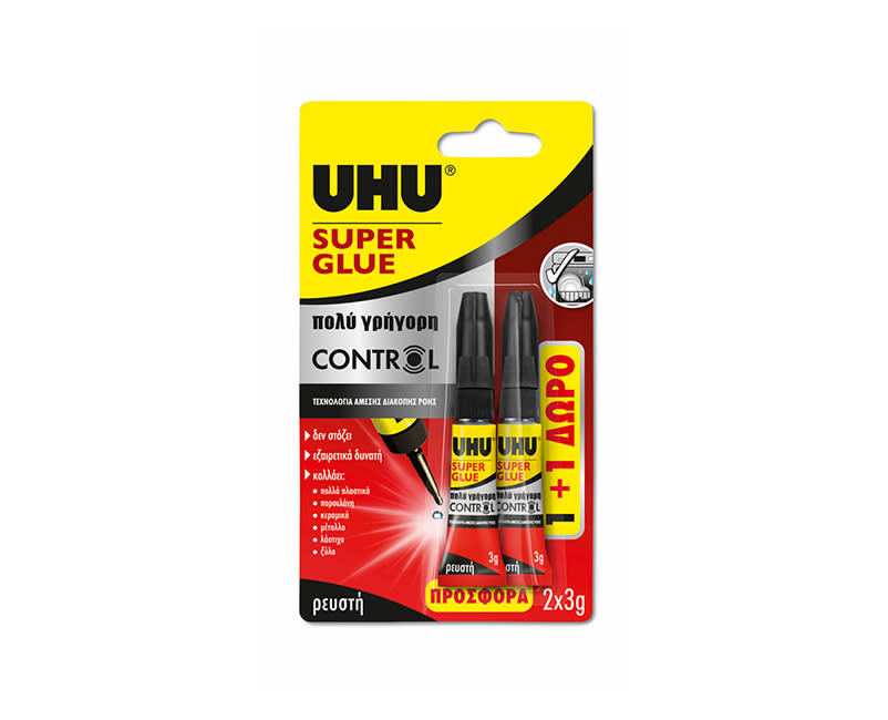 UHU SUPER GLUE CONTROL 3g 1+1ΔΩΡΟ