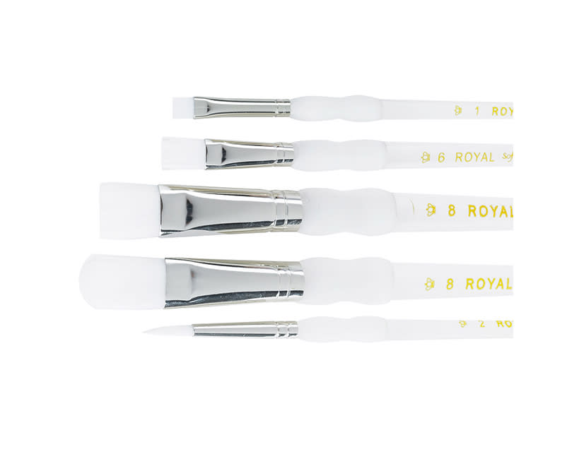 SOFT GRIP WHITE TAKLON 5 PC. ARTIST BRUS