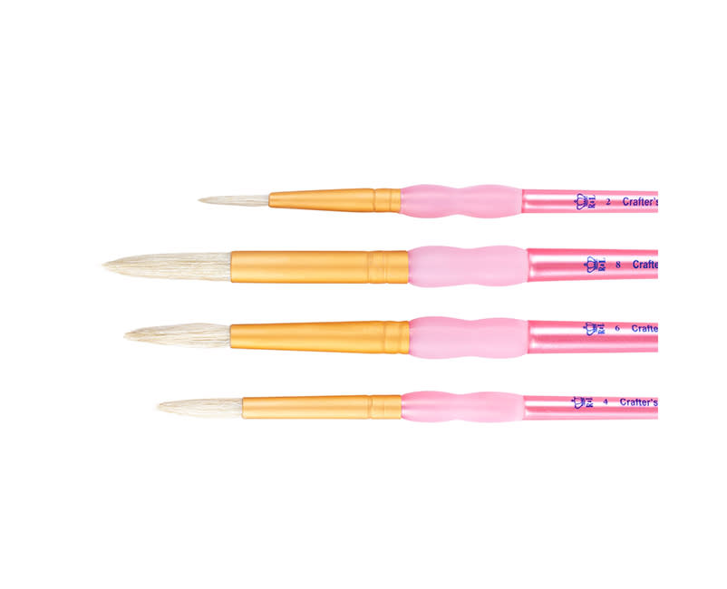 CRAFTERS CHOICE 4 PC BRISTLE HAIR ROUND