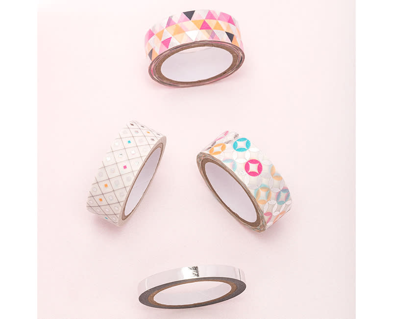 WASHI TAPE GEOMETRIC PINK 4ΤΜΧ FOLIA